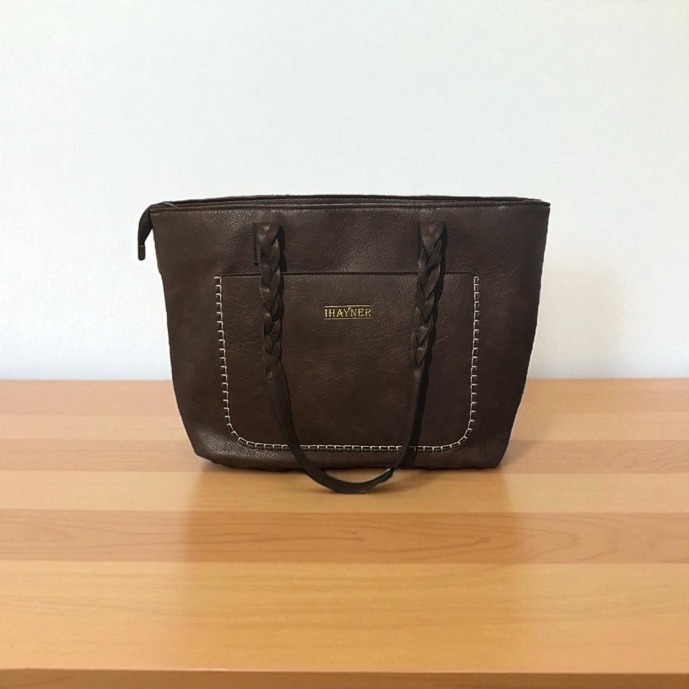 108 | Hayner Vegan Leather Handbag with Braided Handle
